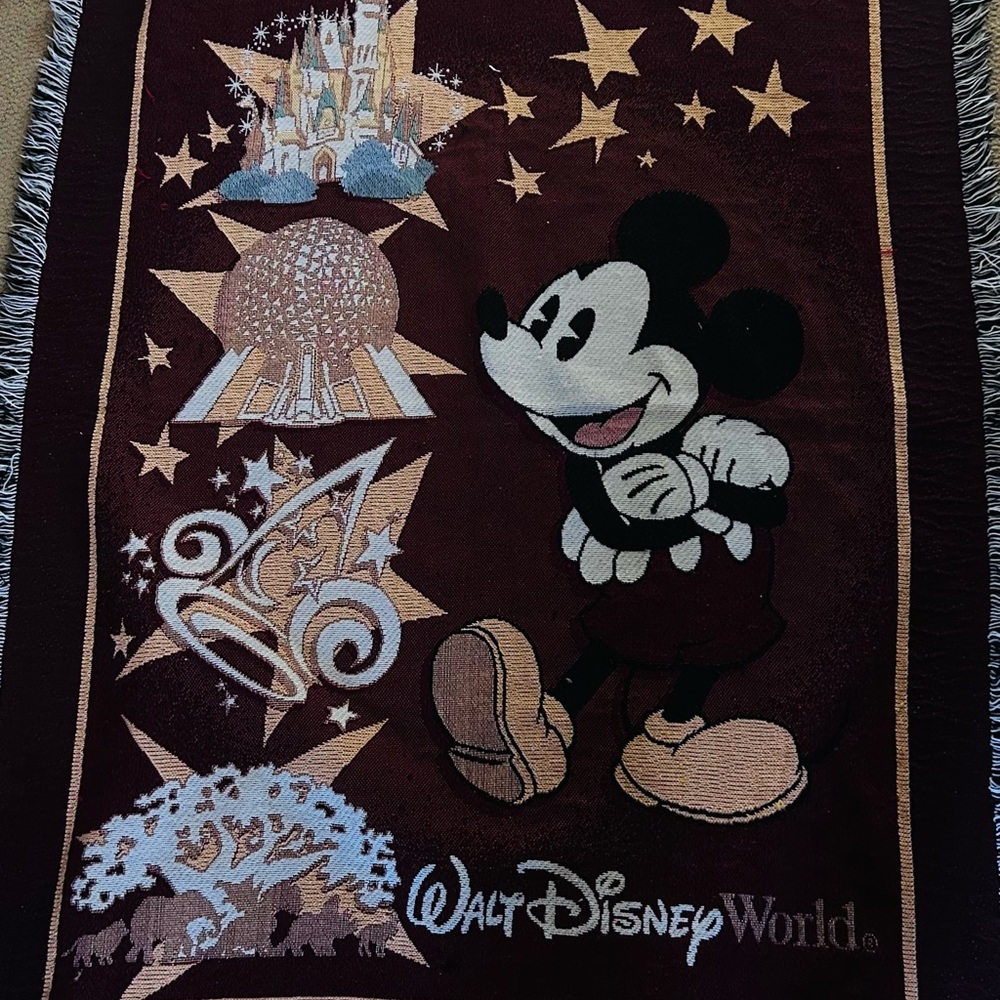 Disney Maroon Mickey Mouse Tapestry Blanket